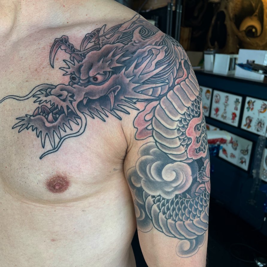 2. Dramatic Dragon in Traditional Japanese Style