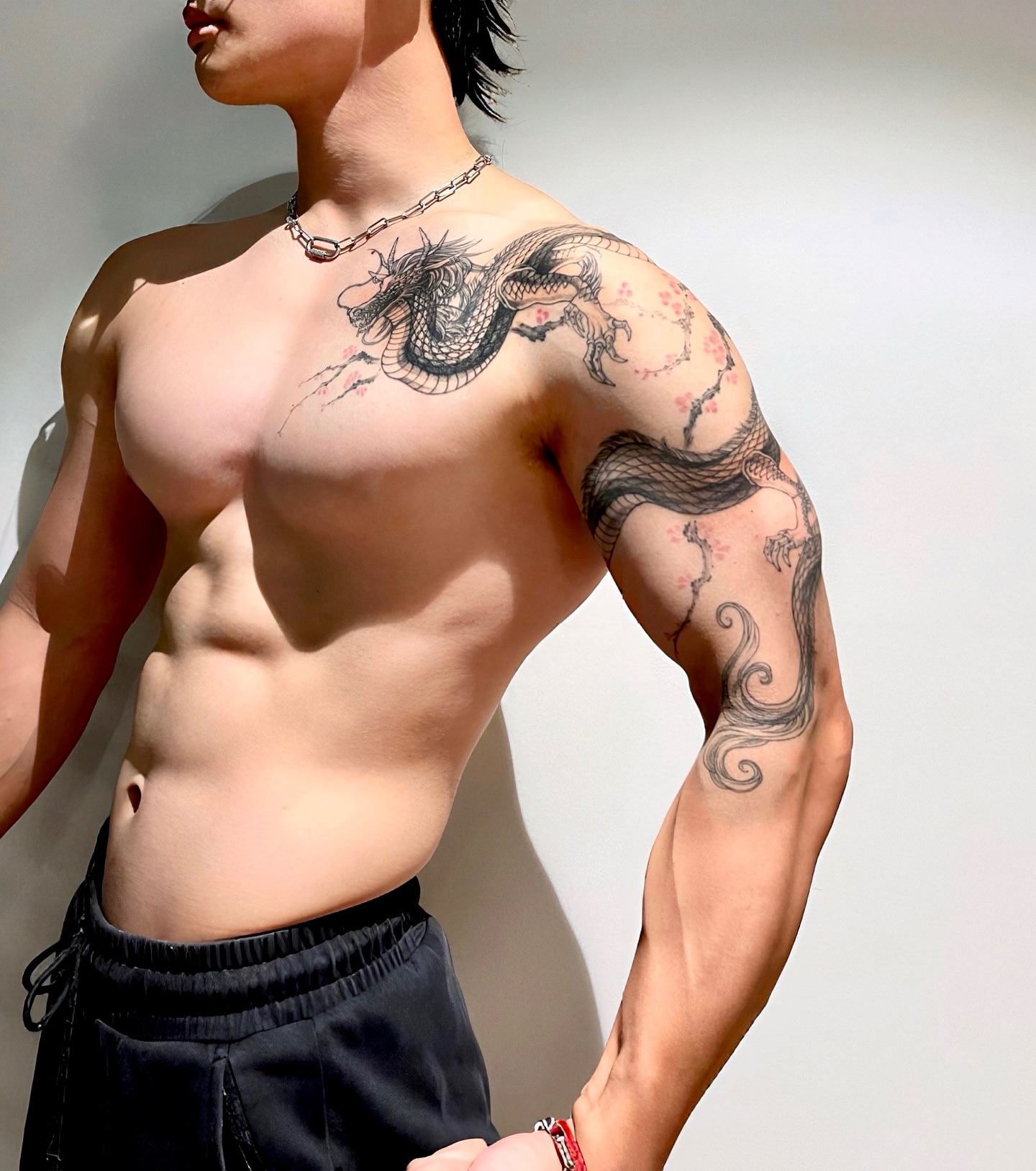 35. Intricate Dragon and Blossom Design