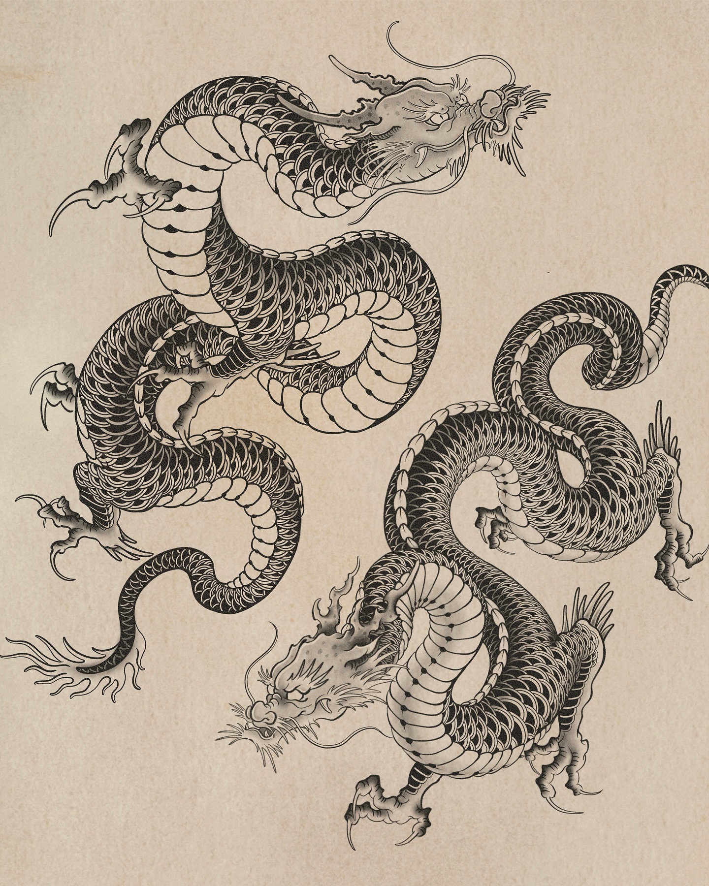 24. Title: Intricate Black and White Dragon Tattoo Design