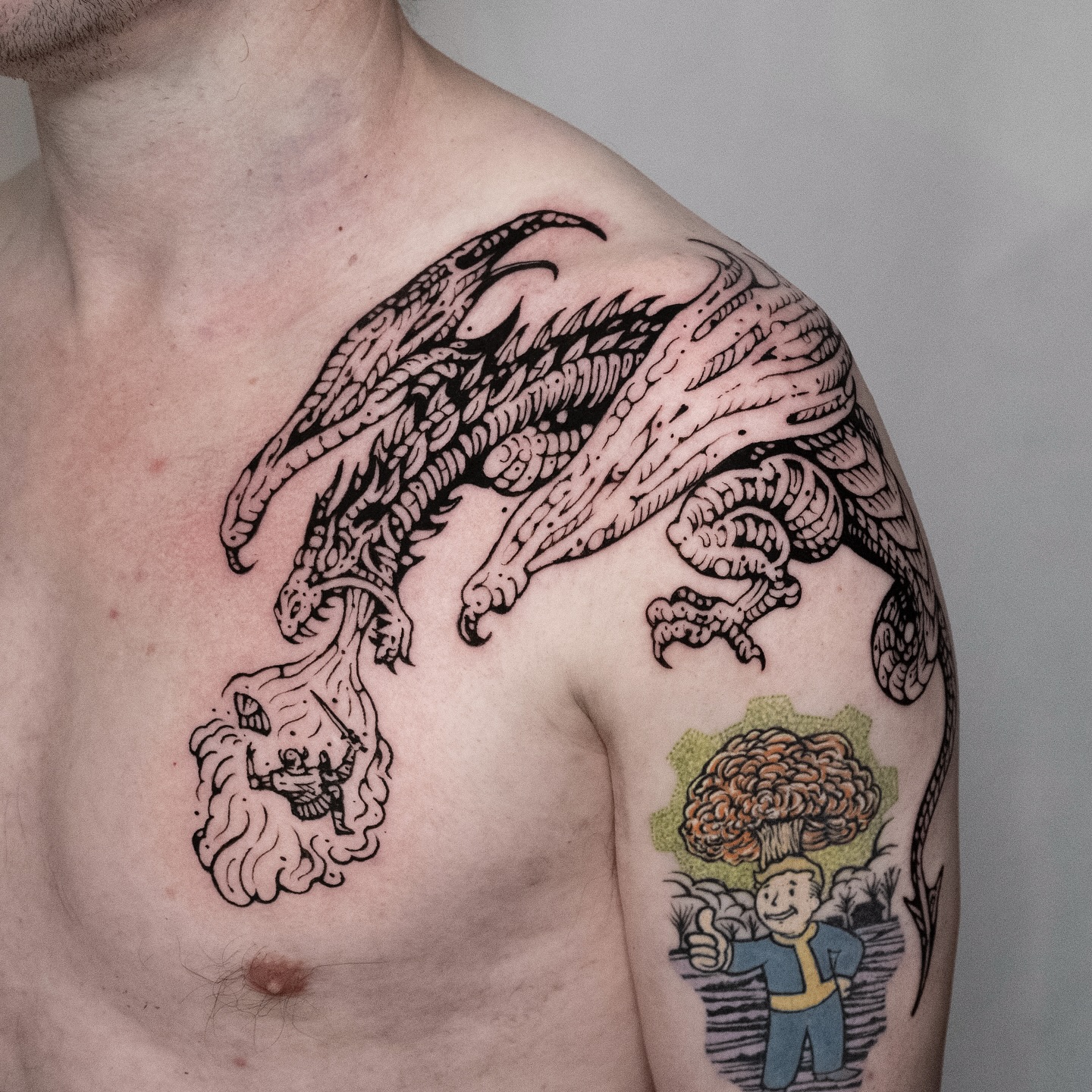 3. Title: Dramatic Dragon and Hero Encounter