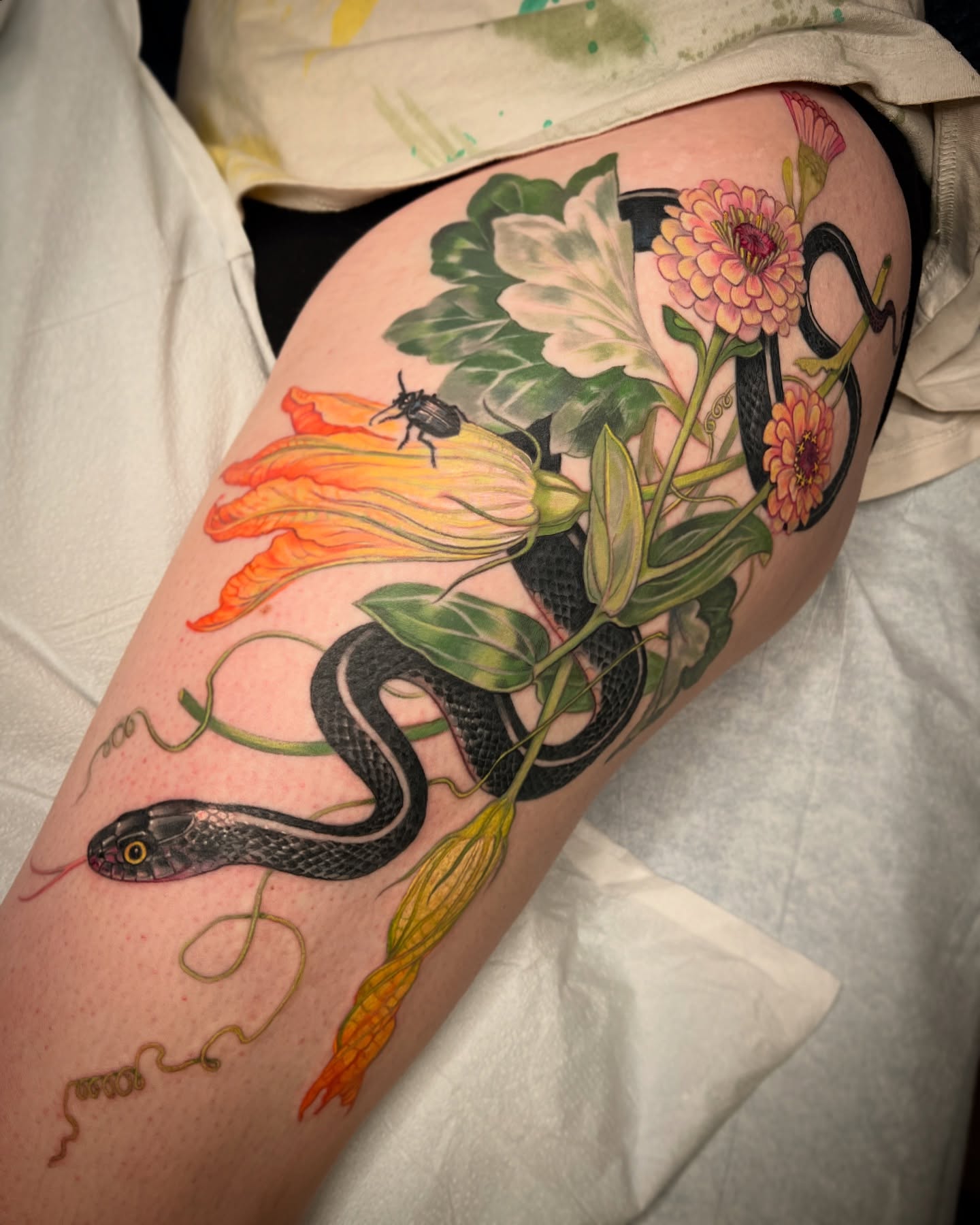 4. Nature's Enigmatic Embrace: a Serpent Among Blossoms