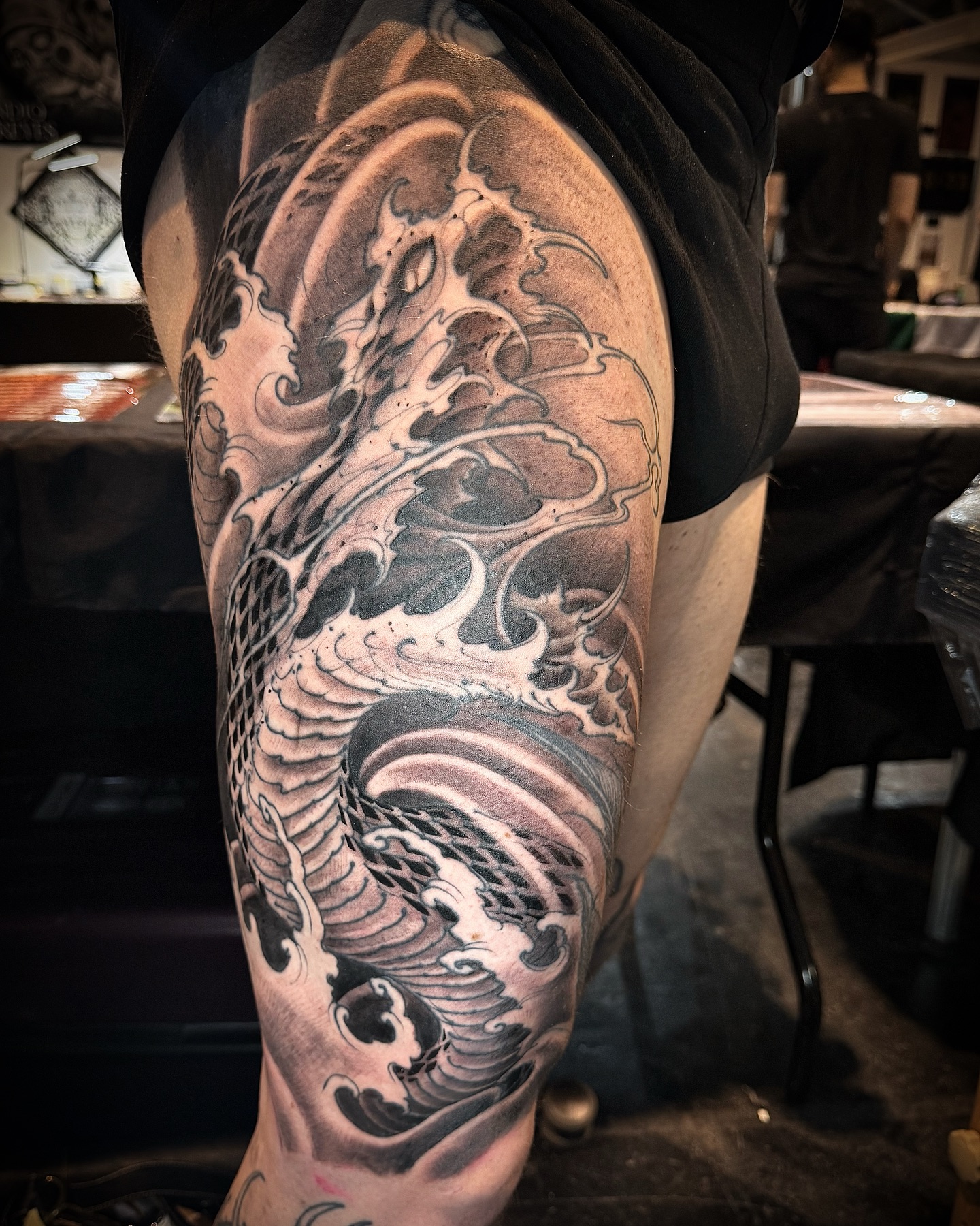 41. Serpent In the Storm: Embracing Dynamic Waves and Inked Majesty